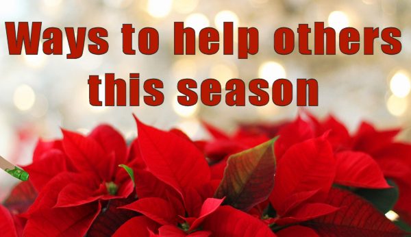 Poinsetta background with message - ways to help others this season