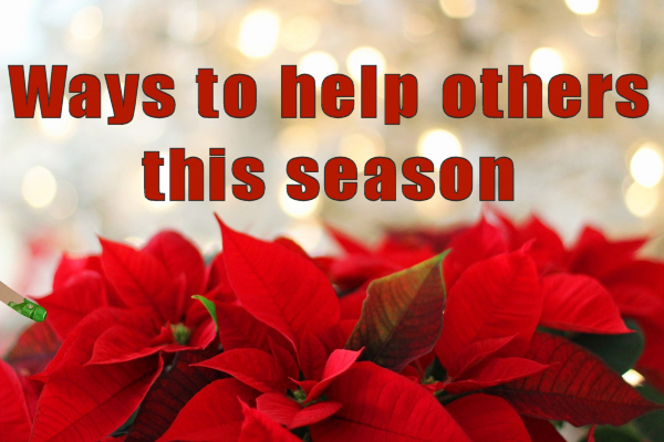 Poinsetta background with message - ways to help others this season