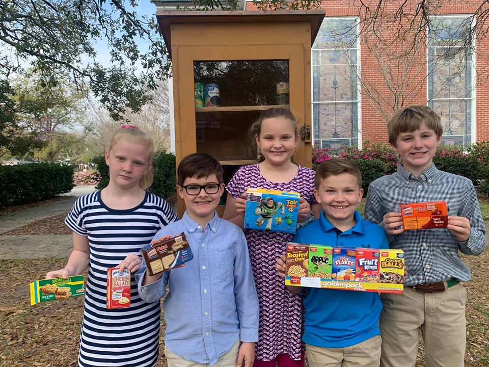 children in front of JW Blessing Box