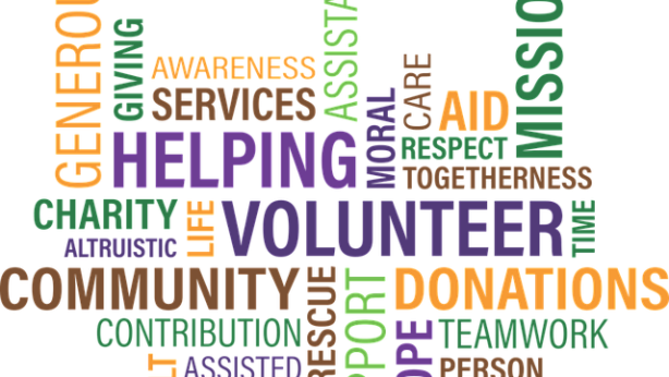 Charity and volunteering word map